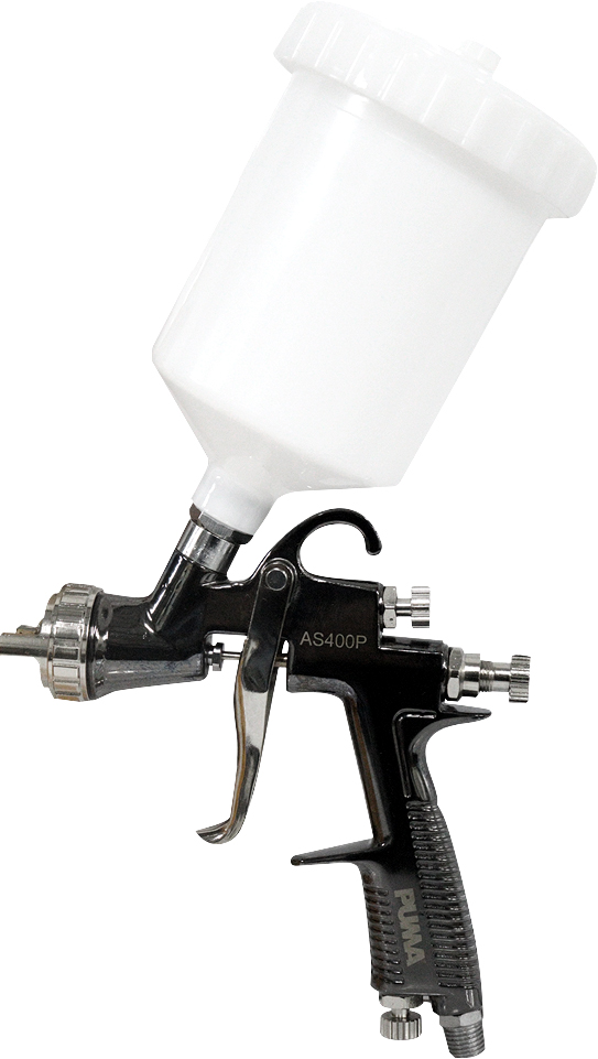 Pistola para pintura bico 1,3mm caneca 600ml por gravidade sistema HVLP AS-400P13 PUMA