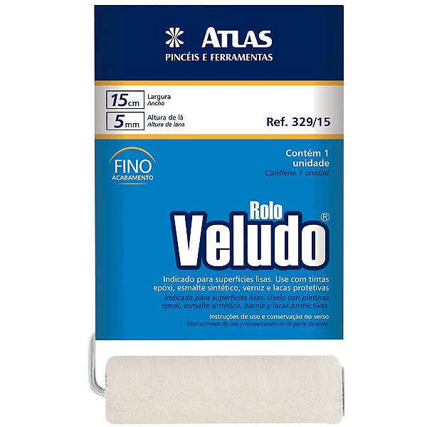 Rolo de lã de carneiro para pintura 15cm com cabo ATLAS