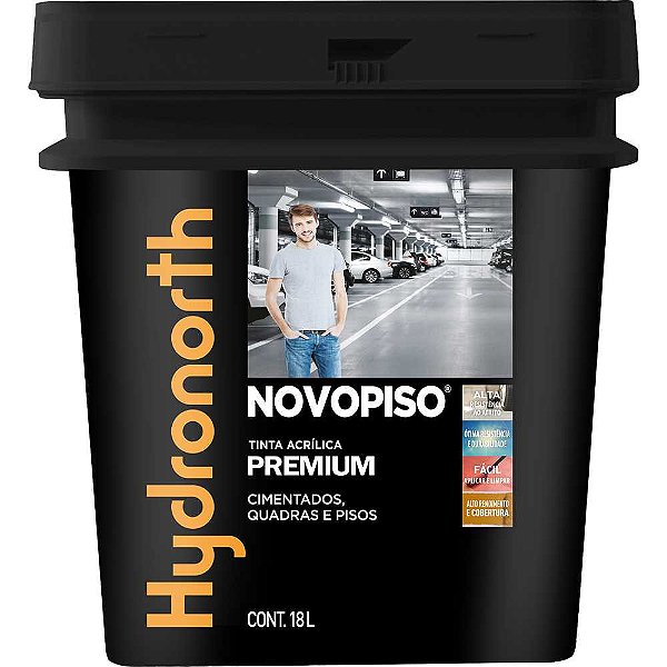 Tinta acrílica para piso fosco preto 18,0 litros 93303 HYDRONORTH