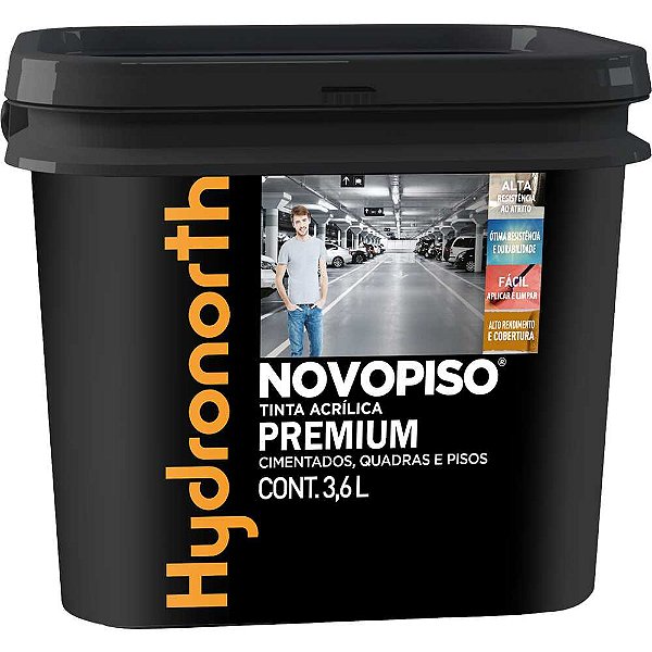 Tinta acrílica para piso fosco preto 3,6 litros 93302 HYDRONORTH