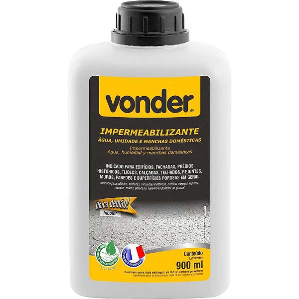 Impermeabilizante contra água umidade e manchas domésticas 900ml VONDER - 6 unidades