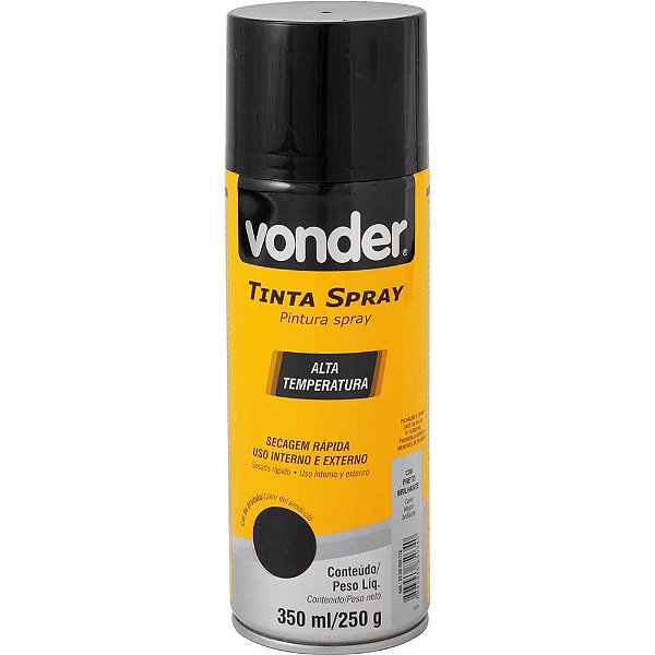 Tinta em spray alta temperatura preto 350 ml/250g VONDER