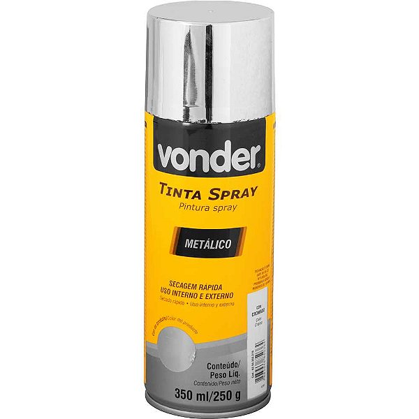 Tinta em spray metálico cromado 350 ml/250g VONDER