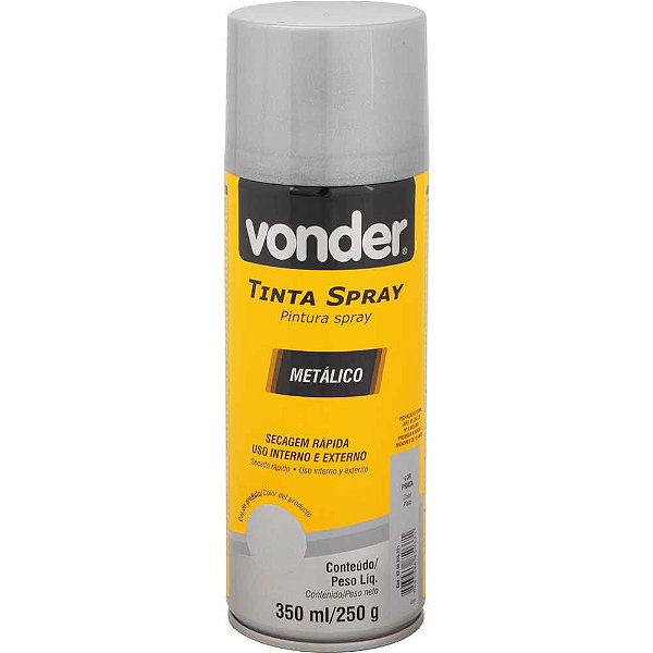 Tinta em spray metálico prata 350 ml/250g VONDER
