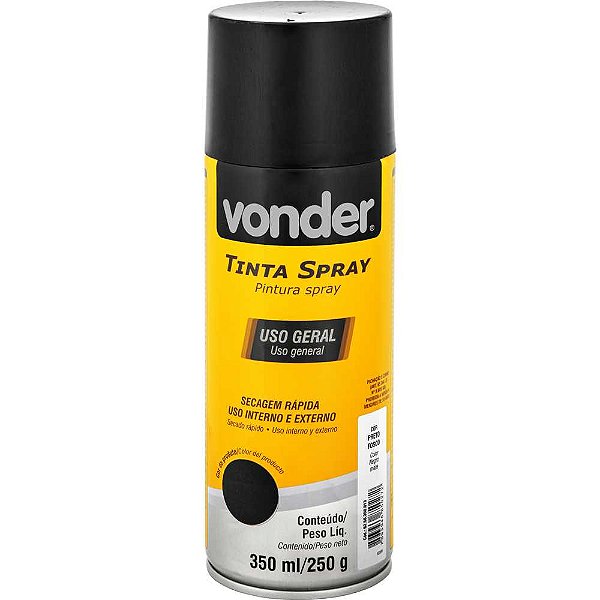 Tinta em spray preto fosco 350 ml/250g VONDER