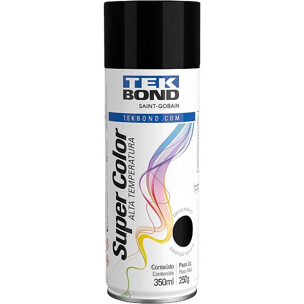 Tinta spray preto alta temperatura 350ml TEKBOND