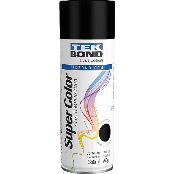 Tinta spray preto fosco alta temperatura 350ml TEKBOND