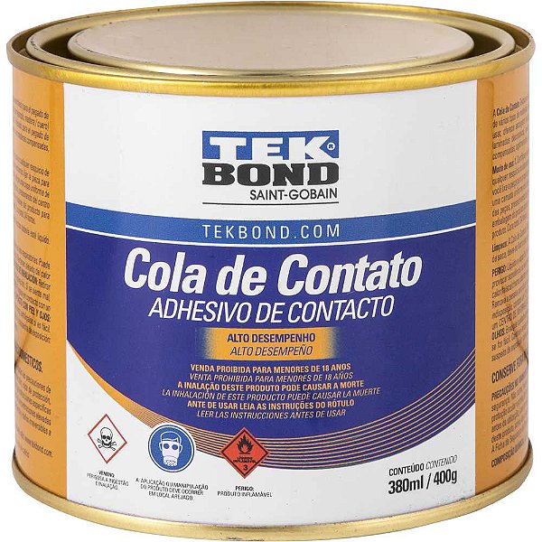 Adesivo de contato 400g com toluol Cola de Contato Alto desempenho TEKBOND