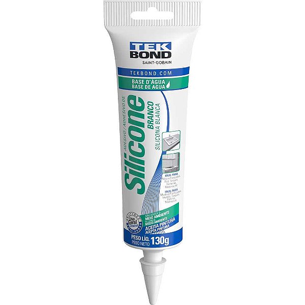 Borracha de silicone a base d'agua branco 130g TEKBOND