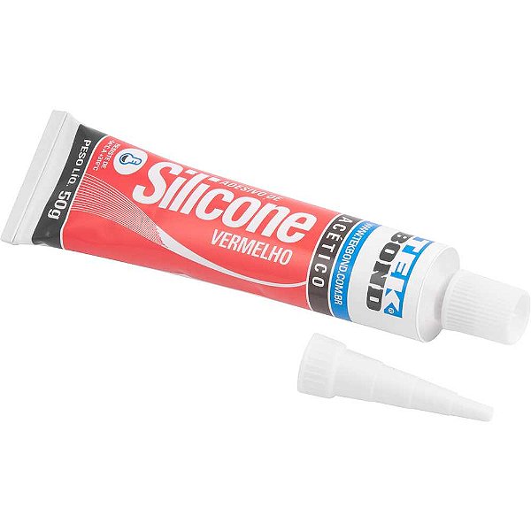 Borracha de silicone acético alta temperatura vermelho 50g TEKBOND