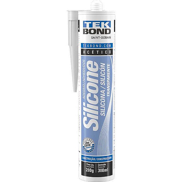 Borracha de silicone acético transparente 280g TEKBOND