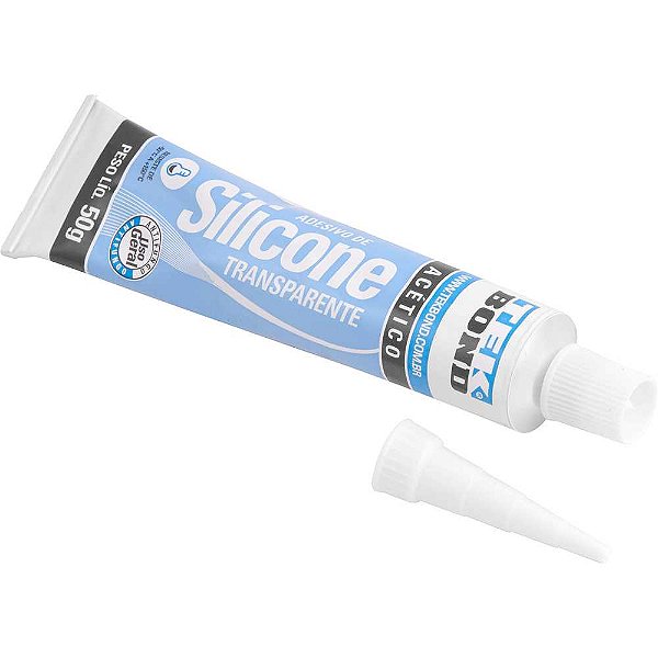 Borracha de silicone acético transparente 50g blister TEKBOND