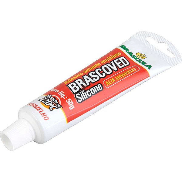 Borracha de silicone acético vermelha 50g 3020009 BRASCOLA