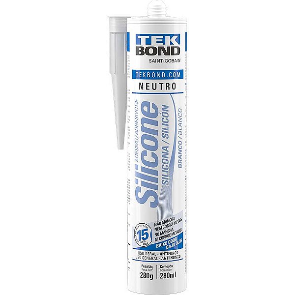 Borracha de silicone neutro branco 280g TEKBOND