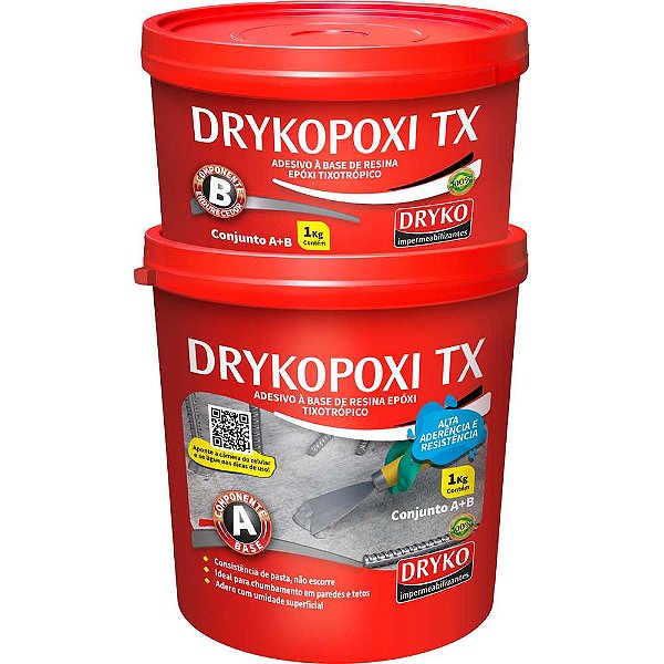 Adesivo estrutural a base de resina epóxi tixotrópico bicomponente 1kg DRYKOPOXI TX DRYKO