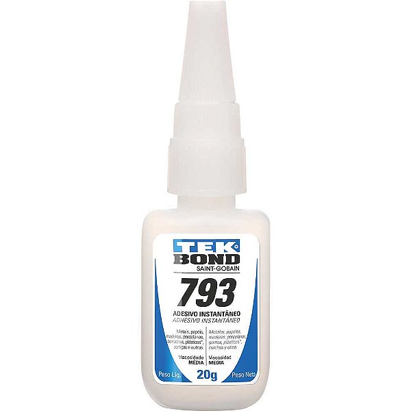 Adesivo instantâneo cianoacrilato industrial 793 20g TEKBOND