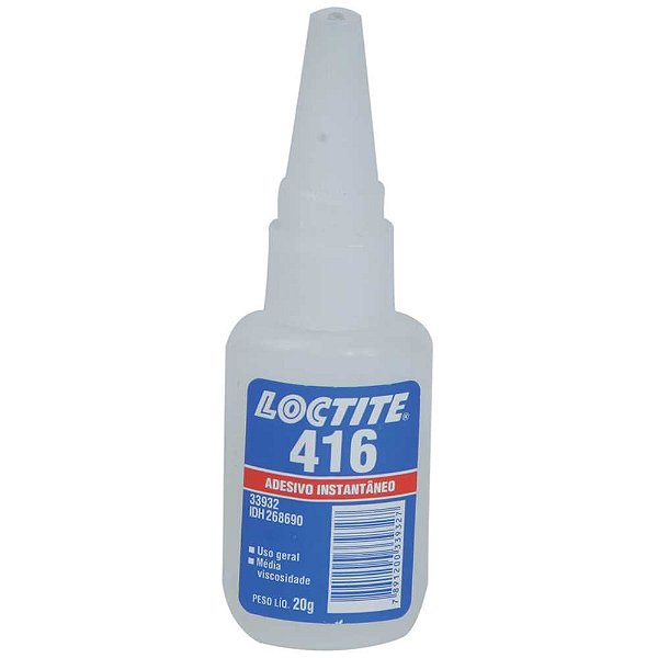 Adesivo instantâneo cianoacrilato industrial 416 alta viscosidade 20g LOCTITE