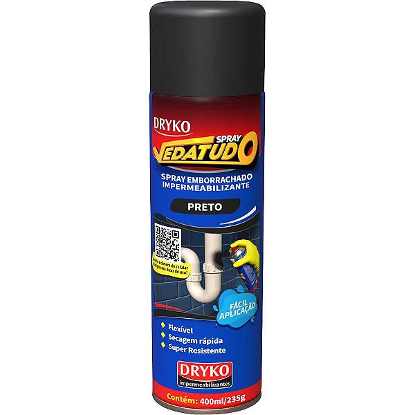 Spray preto impermeabilizante 400ml vedatudo DRYKO