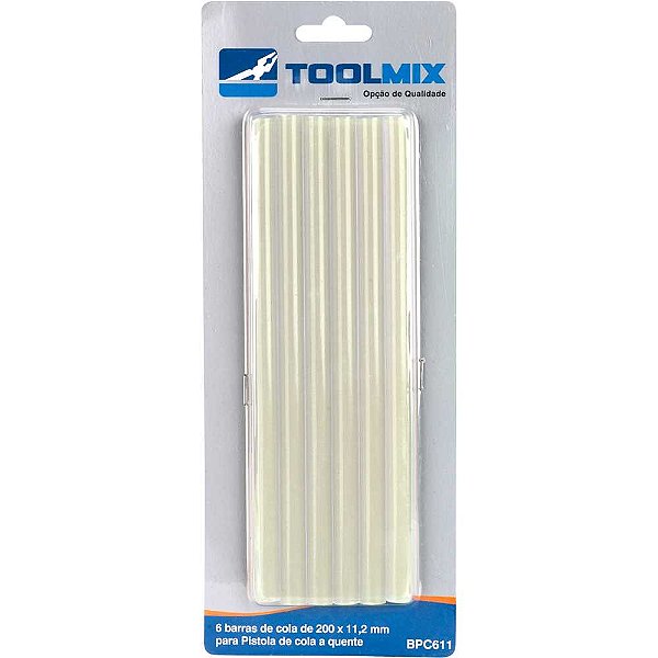Cola em bastão para pistola de cola quente de 11,2mm x 200mm em cartela BPC611 TOOLMIX