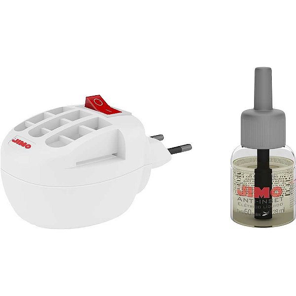 Aparelho vaporizador elétrico com refil líquido repelente contra mosquitos e pernilongos Anti-Inset Elétrico Kit 60 Noites 1126-2 JIMO
