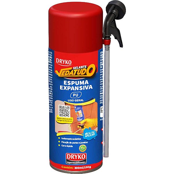 Espuma Expansiva de poliuretano 300 ml/190g Vedatudo DRYKO