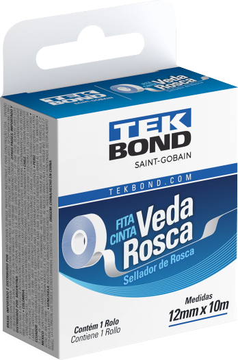 Fita veda-rosca 12mm x 10m branca em PTFE 21102001210 TEKBOND