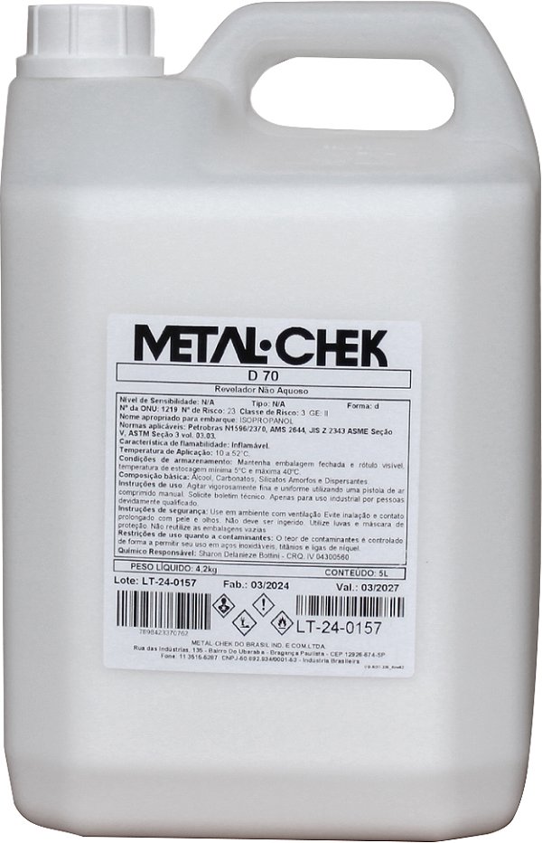 Liquido revelador 5L branco D-70 METAL-CHEK