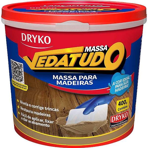 Massa para madeira ipê 400g vedatudo DRYKO