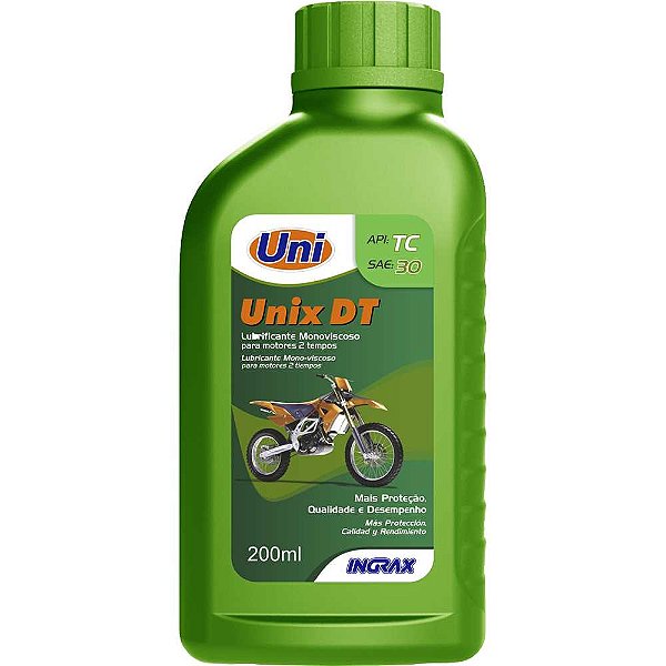Óleo para motor 2 tempos unix DT 200ml INGRAX