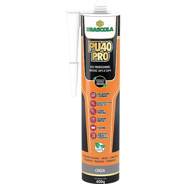 Selante de poliuretano PU 40 cinza 400g BRASCOLA