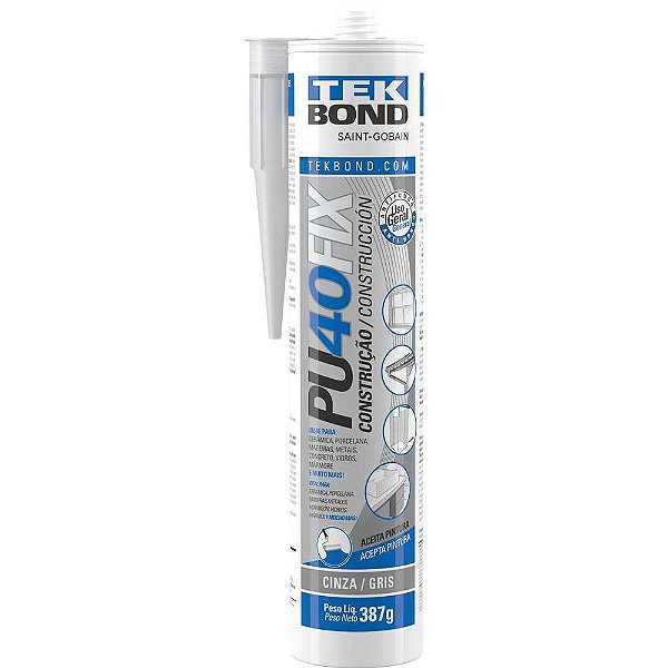 Selante de poliuretano PU 40 FIX cinza 387g TEKBOND