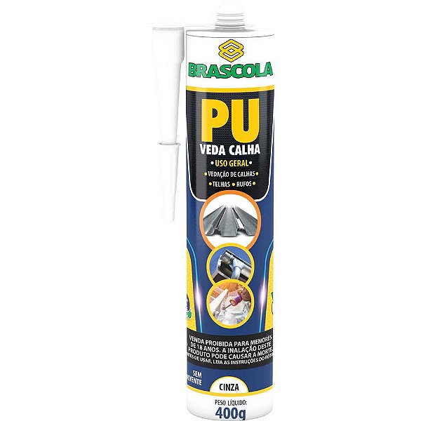 Veda calha PU plus 400g cinza BRASCOLA