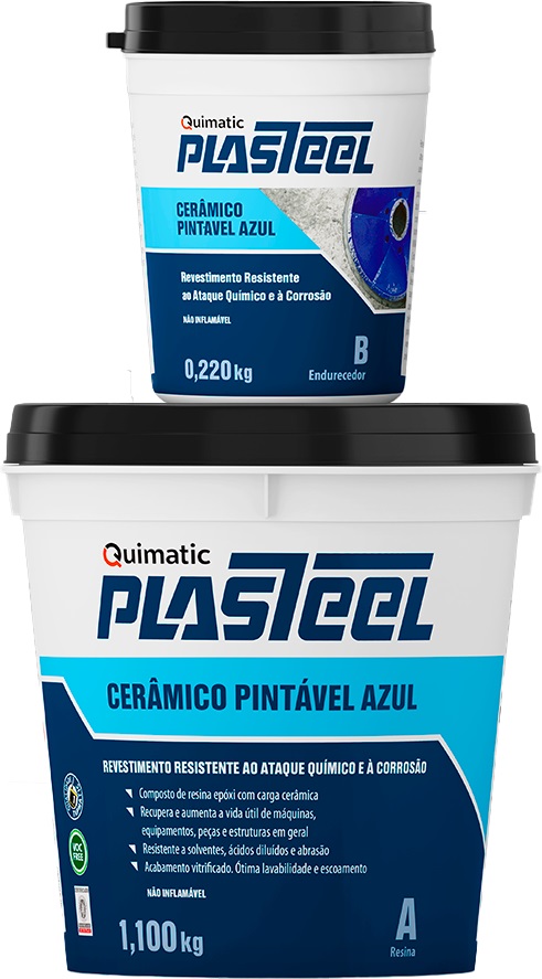 Revestimento cerâmico bi-componente plasteel cerâmico azul 1,32kg PC2 QUIMATIC