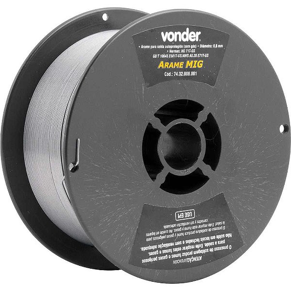 Arame Autoprotegido 0,8mm carretel plástico de 1kg sem gás VONDER