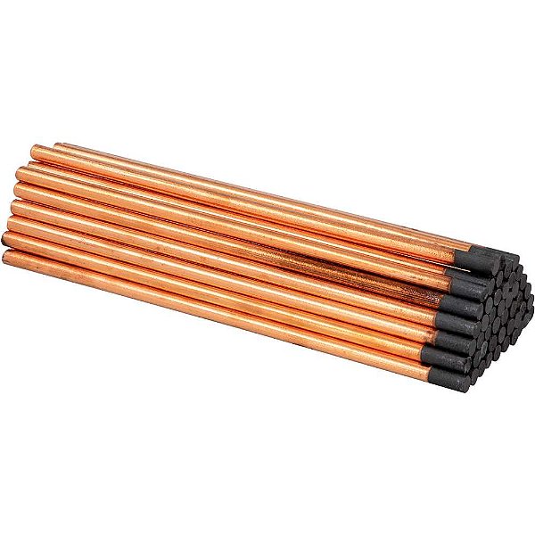 Eletrodo de carvão grafitado cobreado para corte chanfro e goivagem 50 peças 3/8" x 12" VONDER