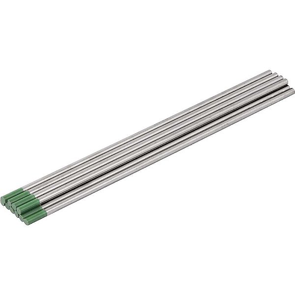 Eletrodo de tungstênio puro ponta verde 3,2mm AWS A5.12 estojo com 10 peças VONDER