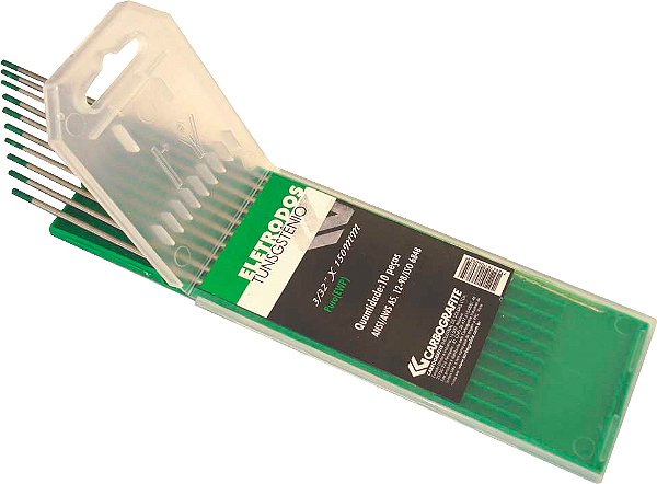 Eletrodo de tungstênio ponta verde puro 1,6mm AWS A5.12 012018612 CARBOGRAFITE
