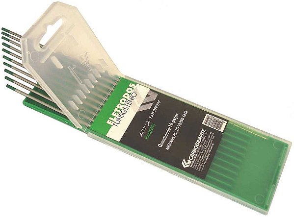 Eletrodo de tungstênio ponta verde puro 2,4mm AWS A5.12 012018712 CARBOGRAFITE