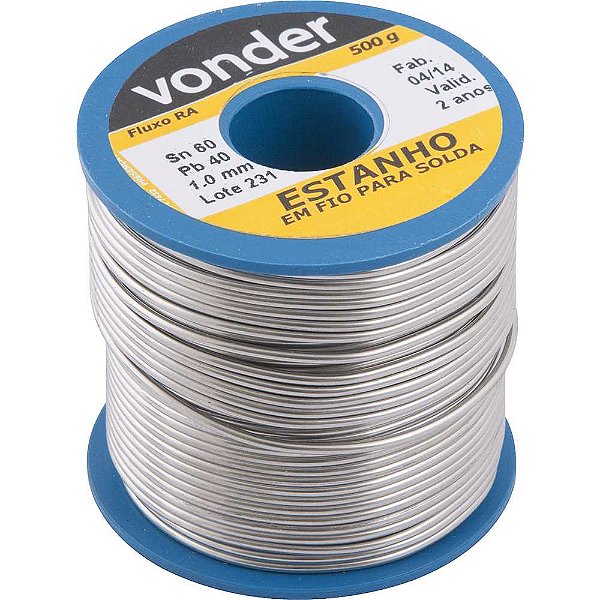 Estanho em fio com fluxo 1,0mm 60 x 40,com 500 g,VONDER