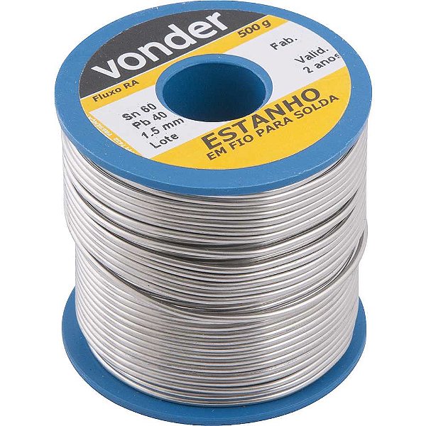 Estanho em fio com fluxo 1,5mm 60 x 40,com 500 g,VONDER