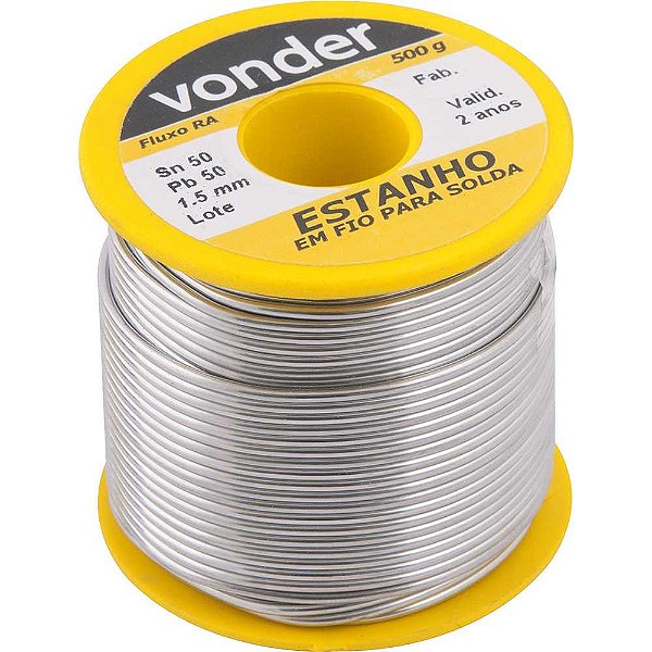 Estanho em fio com fluxo,1,5mm 50 x 50,com 500 g,VONDER