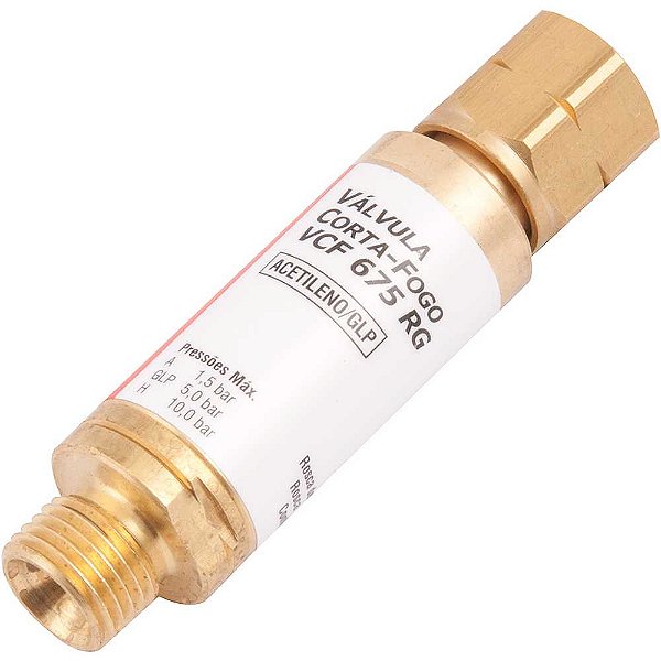 Válvula seca corta-chama para regulador Acetileno VCF 675 RG VONDER