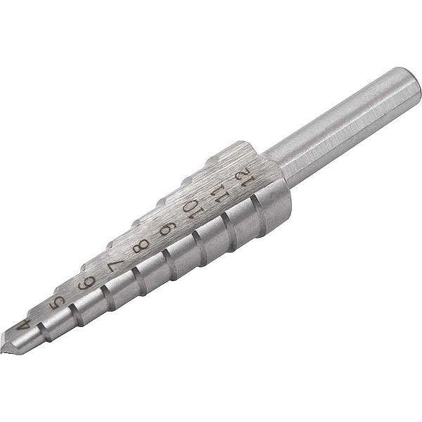 Broca de aço rápido escalonada 4mm a 12mm VONDER