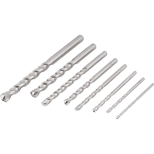 Jogo de brocas para concreto com ponta de metal duro 3mm a 12mm com 8 peças VONDER