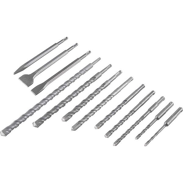 Jogo de brocas ponteiro e talhadeiras tipo SDS PLUS com 12 peças VONDER