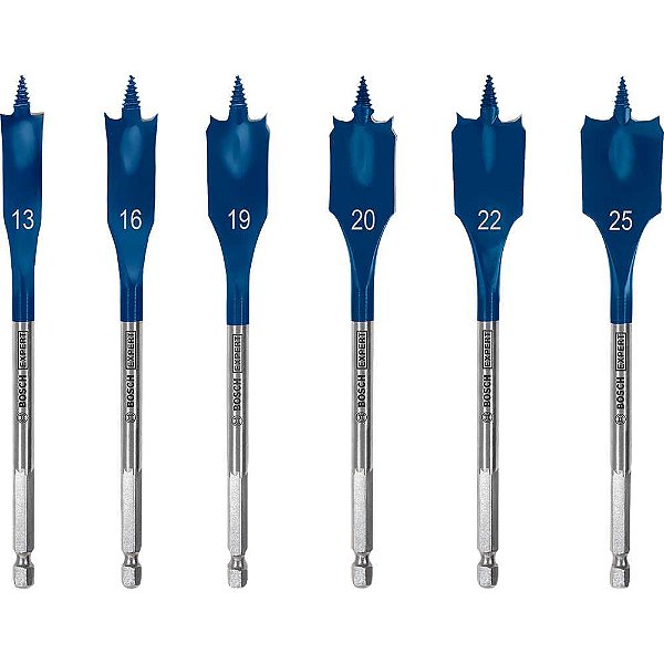 Jogo de brocas chatas com 6 peças de 13mm a 25mm BOSCH