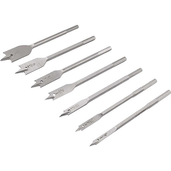 Jogo de brocas chatas com 7 peças de 1/4" a 1" VONDER