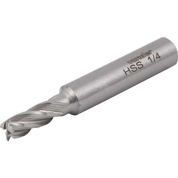 Fresa de topo em aço rápido 1/4" com 4 cortes ANSI B94.11 VONDER