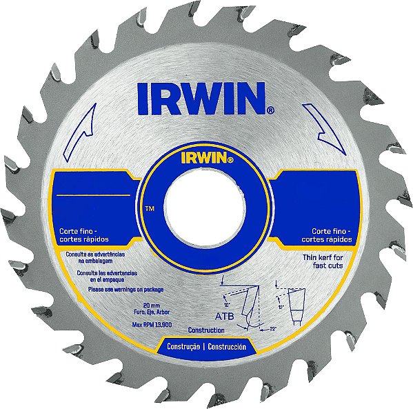 Lâmina de serra circular com dentes de metal duro 110mm x 20mm 30 dentes IW14105 IRWIN