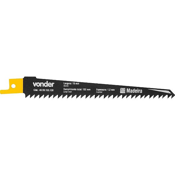 Lâmina para serra sabre madeira com 2 peças VONDER